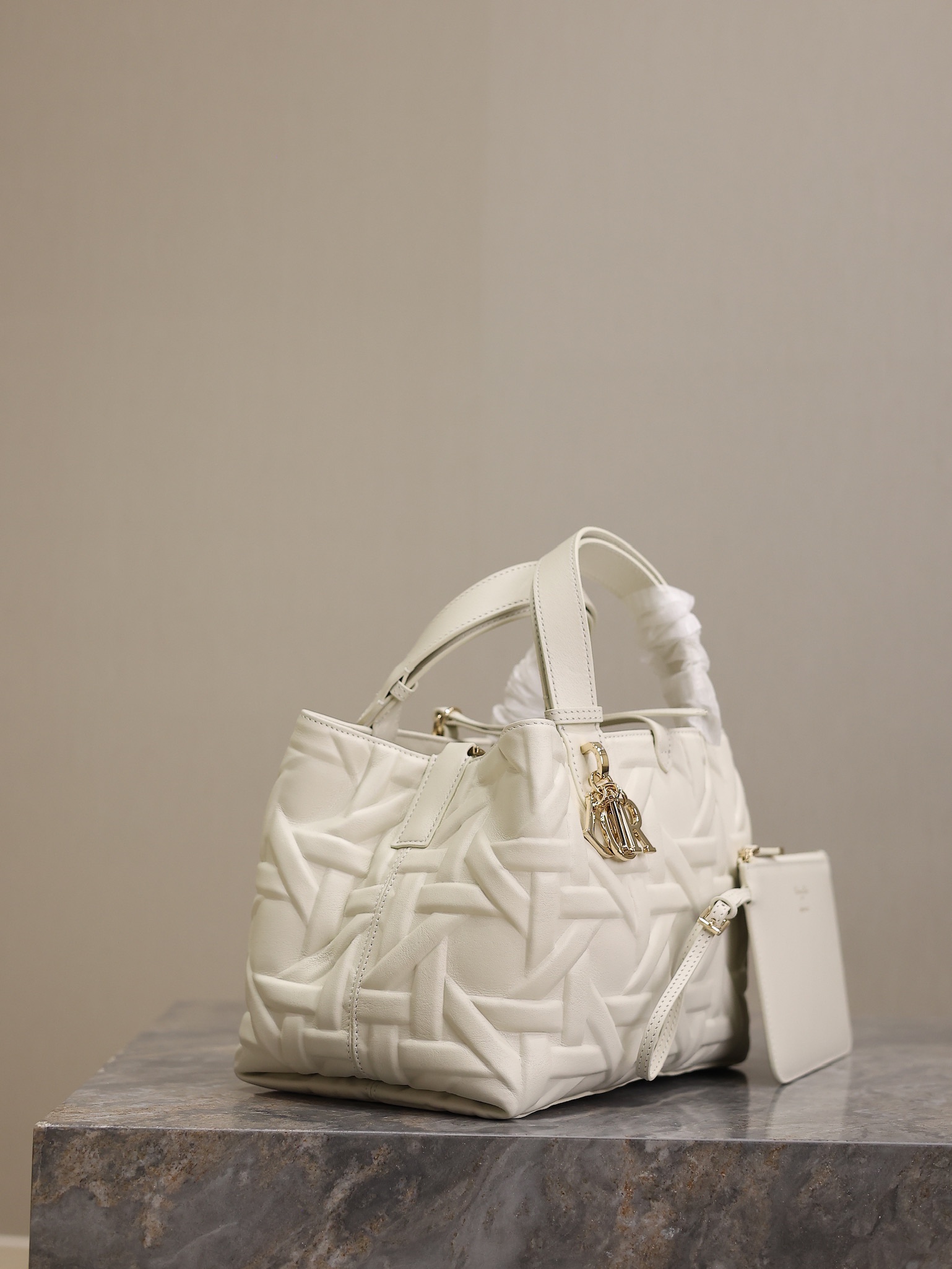 Medium Dior Toujours Bag White Graphic Cannage Calfskin